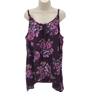 Torrid Womens Purple Floral Adjustable Strap Sleeve Sharkbite Hem Blouse Size 1X